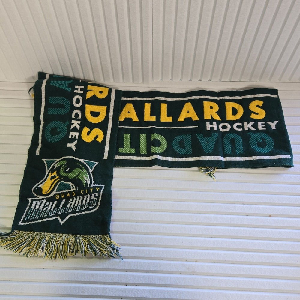 Vintage Quad City Mallards Hockey Collectors Scarf soft 54 in X 7 inch